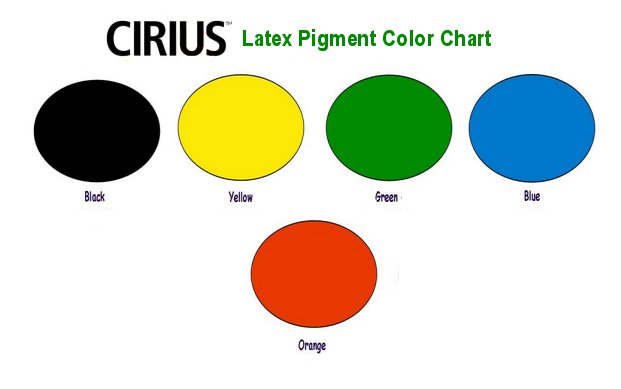 Cirius Latex Pigment color chart